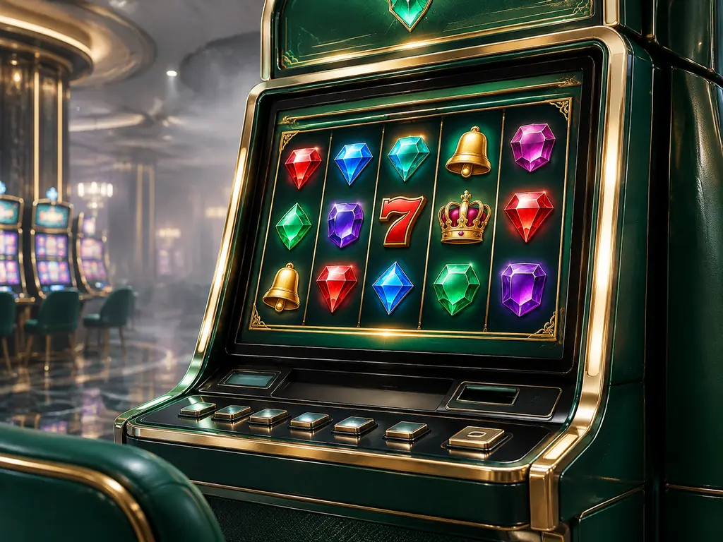 Mesin slot bertema permata di ruang kasino